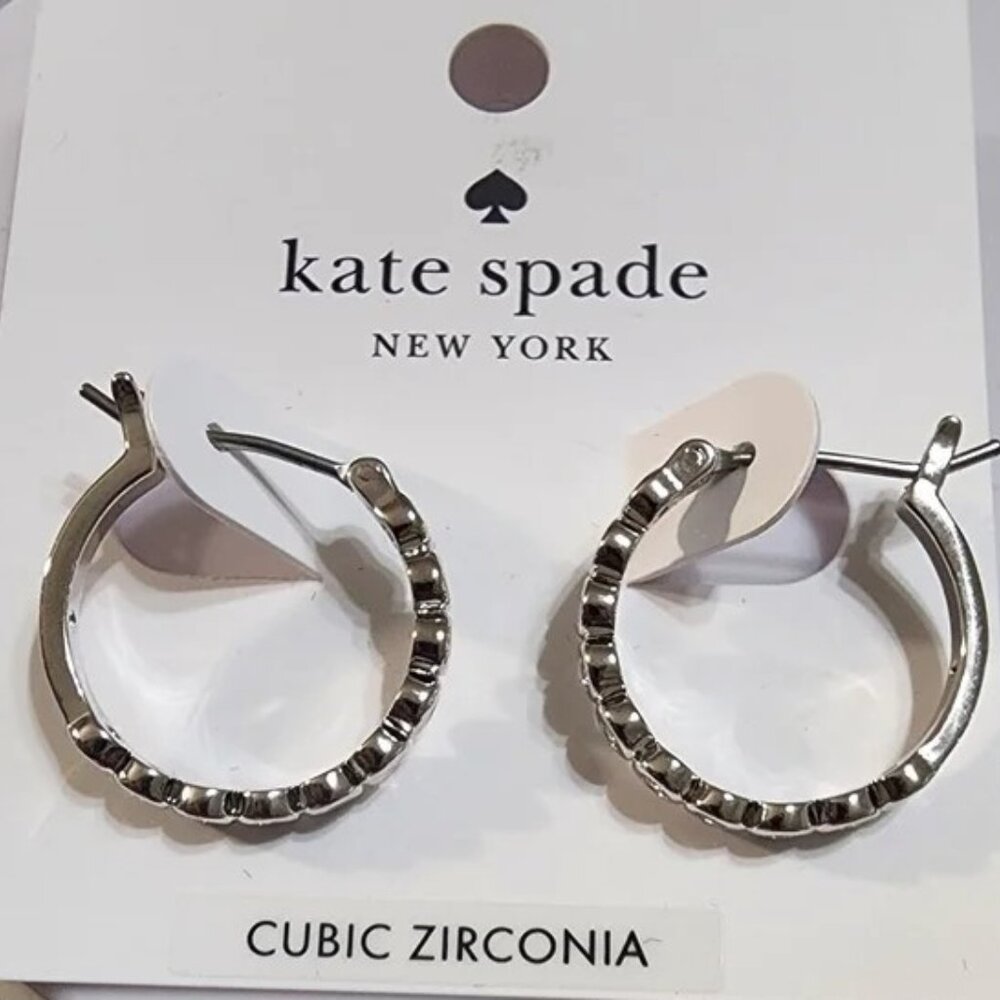 kate spade Silver Hoop Earrings Full Circle Huggies - Picture 5 of 6